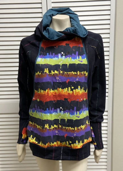 Wanderlust *Pride Stripes & Rainbow Skyline* Pocket Hoodie Top