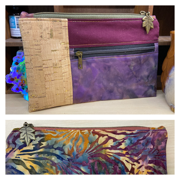 Cork & Batik Zippy Pouch