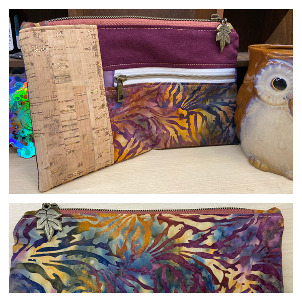 Cork & Batik Zippy Pouch