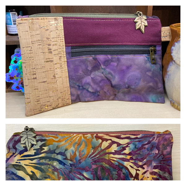 Cork & Batik Zippy Pouch