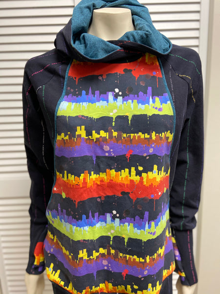Wanderlust *Pride Stripes & Rainbow Skyline* Pocket Hoodie Top