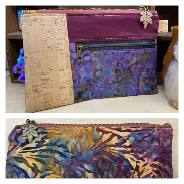 Cork & Batik Zippy Pouch